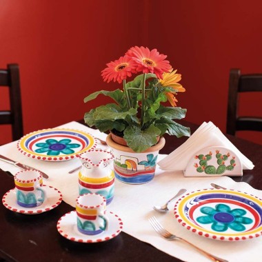 Portatovaglioli mezzaluna Folk Fichi d'India mise en place Portatovaglioli mezzaluna Folk Fichi d'India mise en place